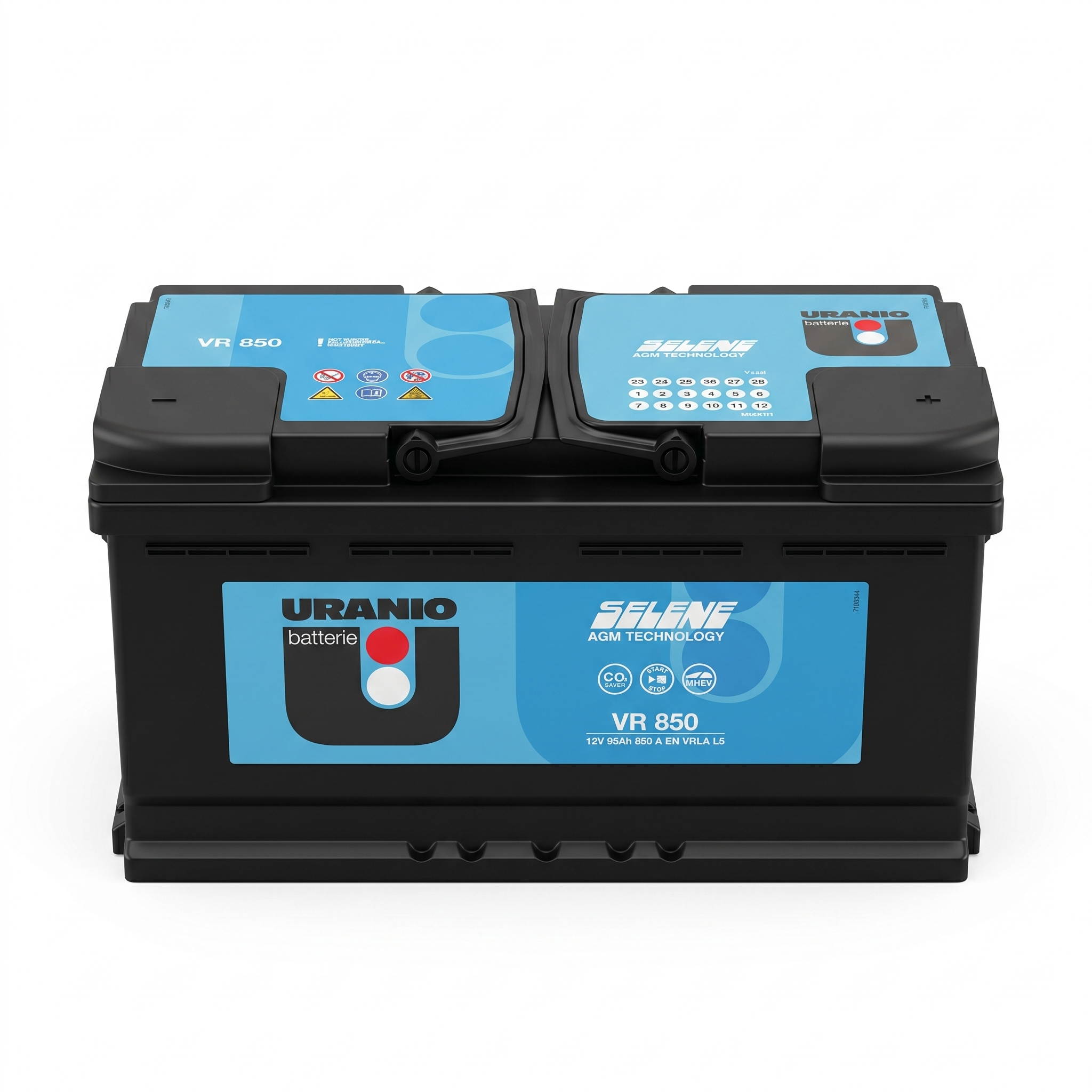 Batterie URANIO Selene AGM VR850 95Ah 850A L5 12V Start-Stop | Maison de Batterie Maroc