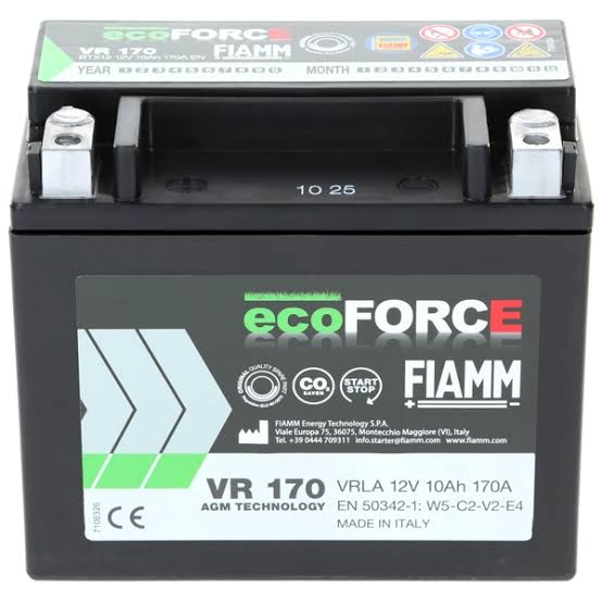 Batterie Auxiliaire FIAMM ecoFORCE VR170 AGM 10Ah 170A 12V | Maison de Batterie Maroc
